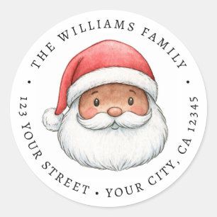 Cute Santa illustration Christmas return address Classic Round Sticker