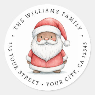 Cute Santa illustration Christmas return address Classic Round Sticker