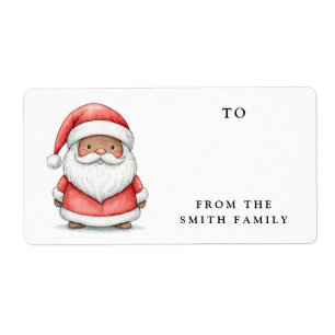 Cute Santa illustration Christmas to from gift tag