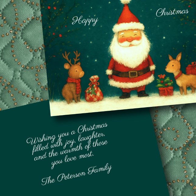 Cute Santa Illustration with Animals Card (Creator Uploaded)