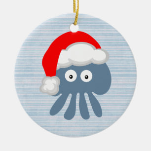 Cute Santa Jellyfish Ceramic Tree Decoration