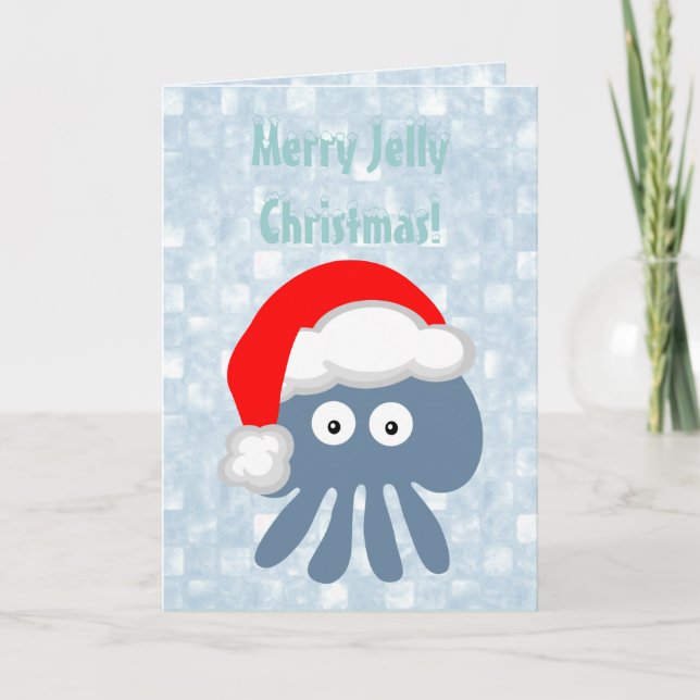 Cute Santa Jellyfish Merry Jelly Christmas Holiday Card (Front)