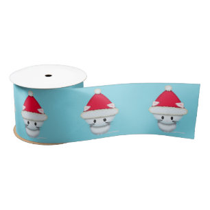Cute Santa Kitten Christmas Art Satin Ribbon