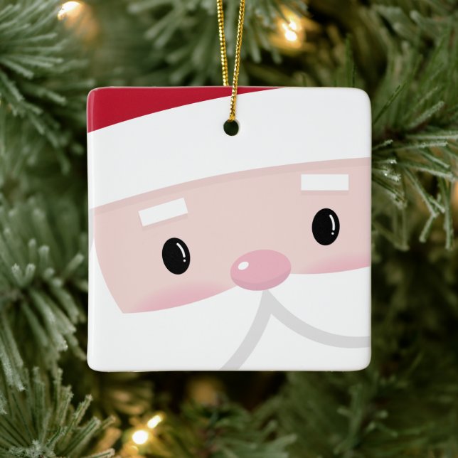 Cute Santa Klaus Face Ceramic Ornament (Tree)