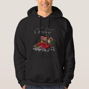 Cute Santa Labradoodle Riding Red Truck Merry Chri Hoodie