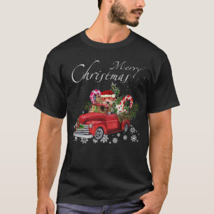 Cute Santa Labradoodle Riding Red Truck Merry Chri T-Shirt
