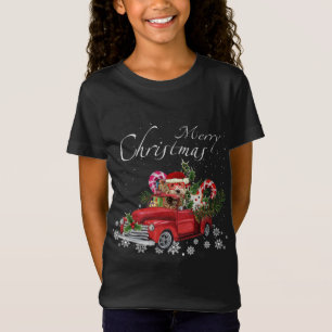Cute Santa Labradoodle Riding Red Truck Merry Chri T-Shirt