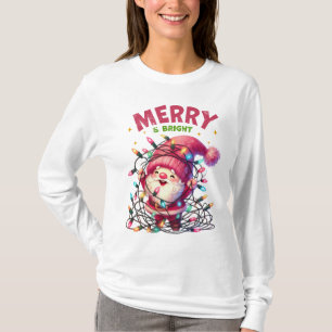 Cute Santa Merry Christmas and Bright  T-Shirt