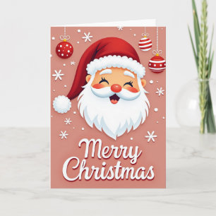 Cute Santa Merry Christmas Card with Ornaments