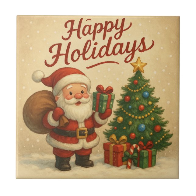 cute santa merry christmas tile (Front)