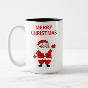 Cute Santa Merry Christmas Two-Tone Coffee Mug