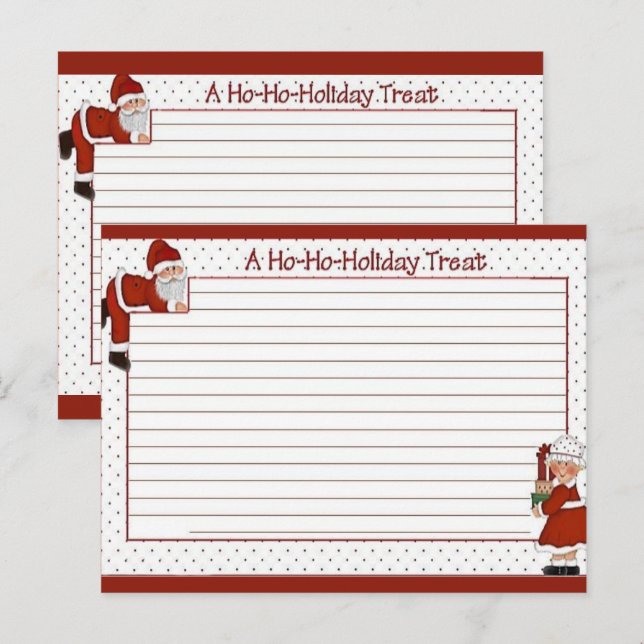 Cute Santa/Mrs. Claus Blank Recipe Card (Front/Back)