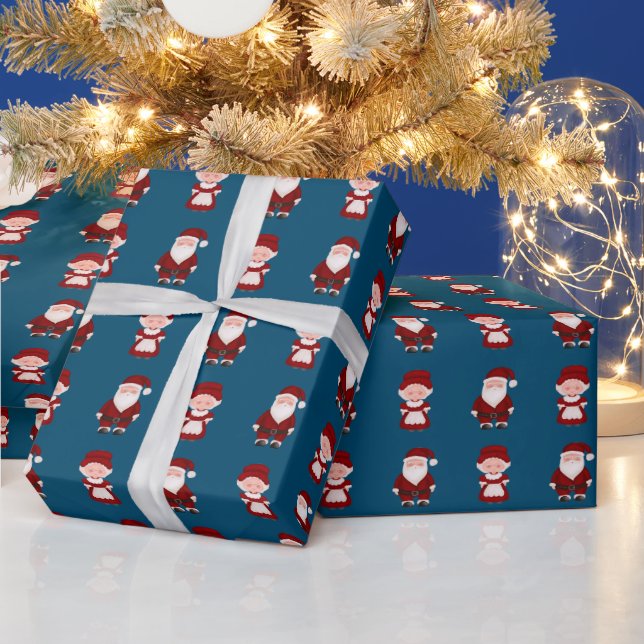 Cute Santa/Mrs. Claus Christmas Wrapping Paper (Holidays)