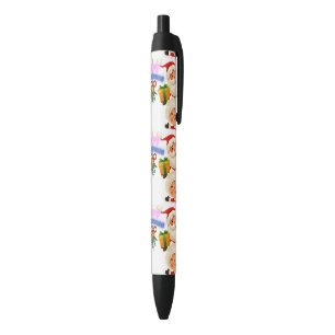 Cute Santa & Mrs. Claus Merry Christmas Greeting Black Ink Pen