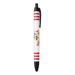 Cute Santa & Mrs. Claus Merry Christmas Greeting Black Ink Pen
