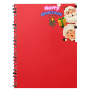Cute Santa & Mrs. Claus Merry Christmas Greeting Notebook