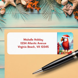 Cute Santa Parrot Tropical Beach Christmas Address