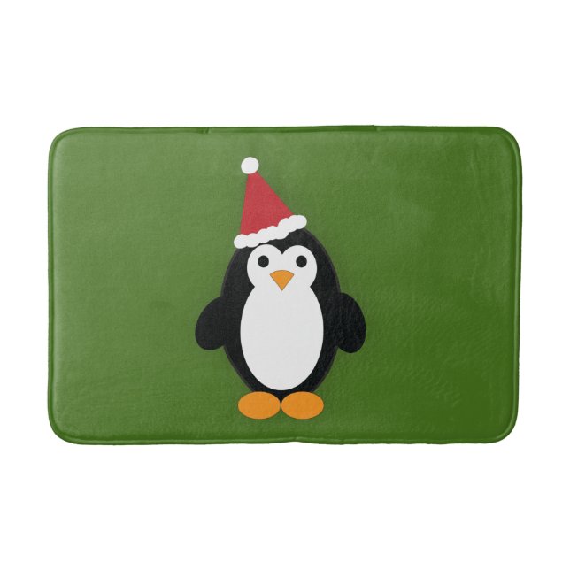 Cute Santa Penguin Bath Mat (Front)