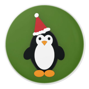 Cute Santa Penguin Ceramic Knob