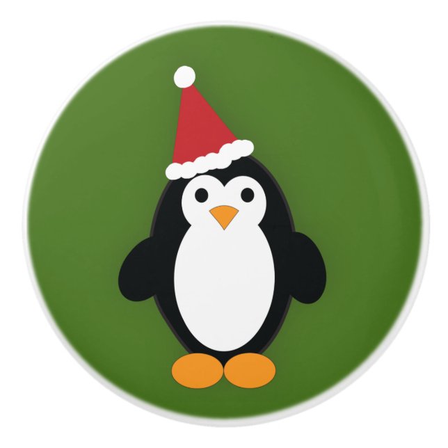 Cute Santa Penguin Ceramic Knob (Front)