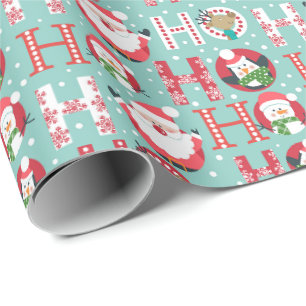 Cute Santa Penguin Christmas Gift Wrapping Paper