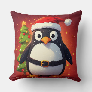 🎁 Cute Santa Penguin Christmas Holiday Style 🐧 Cushion