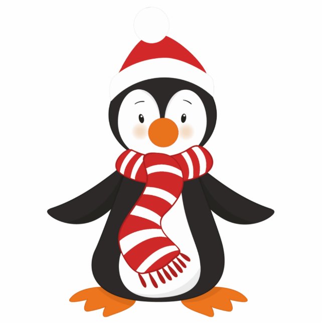 Cute Santa Penguin Christmas Ornament Sculpture Photo Sculpture Decoration (Front)