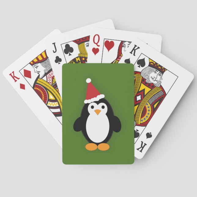 Cute Santa Penguin Playing Cards (Back)