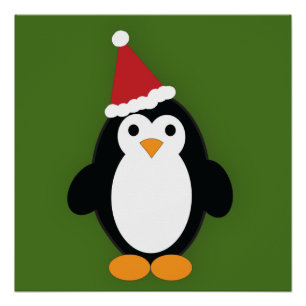 Cute Santa Penguin Poster