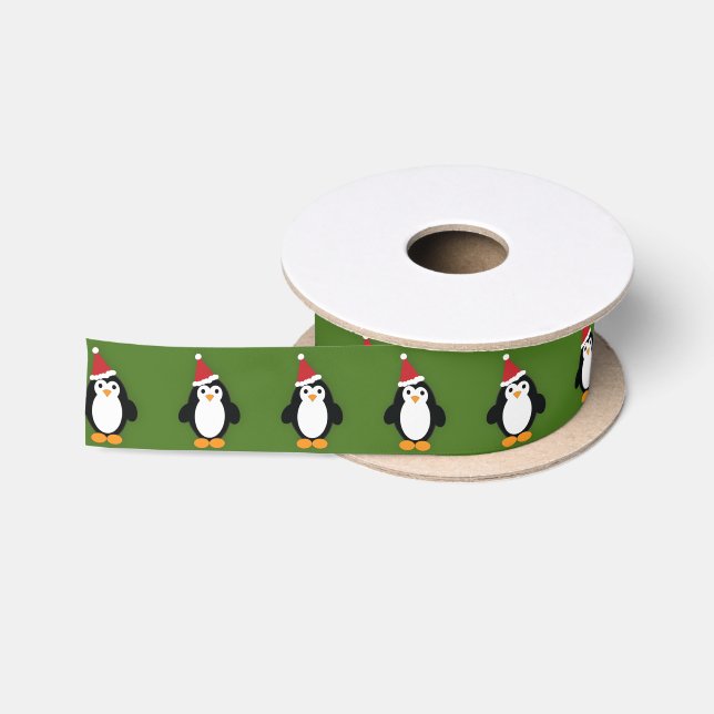 Cute Santa Penguin Satin Ribbon (Spool)