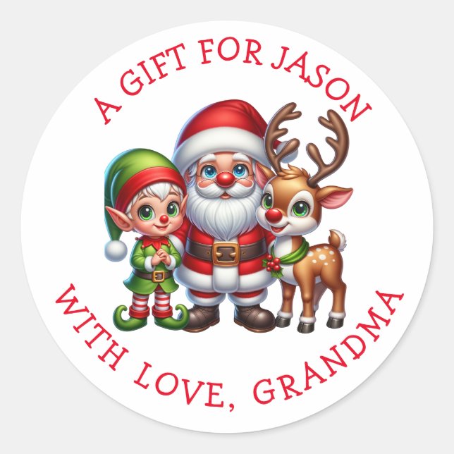 Cute Santa Personalised Christmas Gift Tags  (Front)