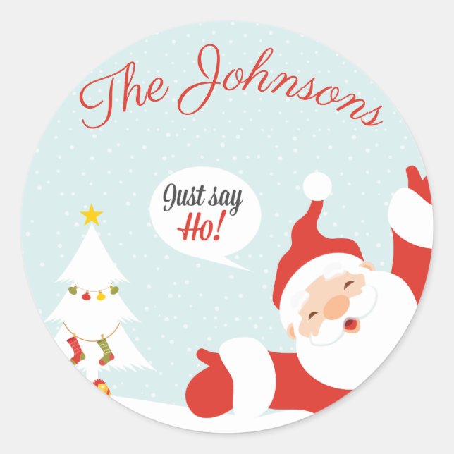 Cute Santa Personalised Christmas Stickers Seals (Front)