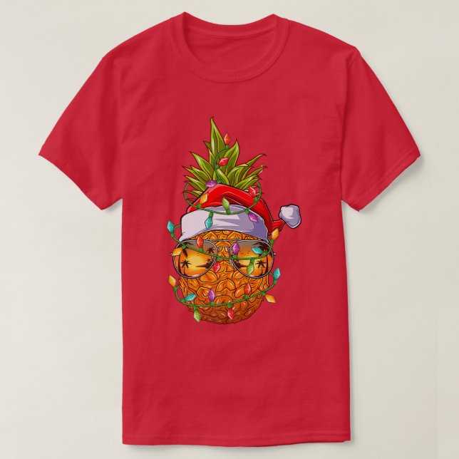 Cute Santa Pineapple Xmas Tree Summer Christmas In T-Shirt (Design Front)