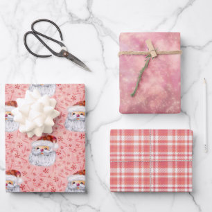 Cute Santa pink Wrapping Paper Sheet