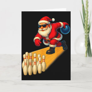 Cute Santa Playing Bowling Ball And Pins Bowler Ch Card