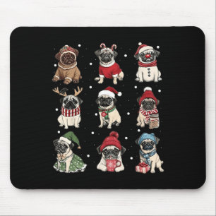 Cute Santa Pug Funny Xmas Lights Dogs Lover Men Wo Mouse Mat