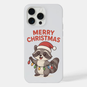 Cute Santa Racoon Funny Christmas Lights Racoon iPhone 15 Pro Max Case