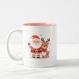 Cute Santa & Reindeer Christmas Mug