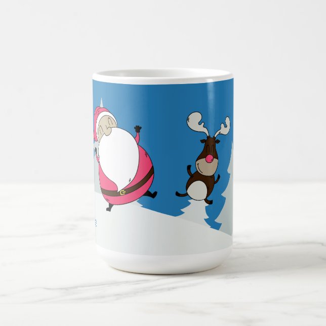 Cute Santa & Reindeer custom name mugs (Center)