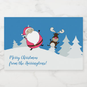 Cute Santa & Reindeer custom text food labels