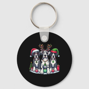Cute Santa Reindeer Elf Great Dane Christmas Women Key Ring