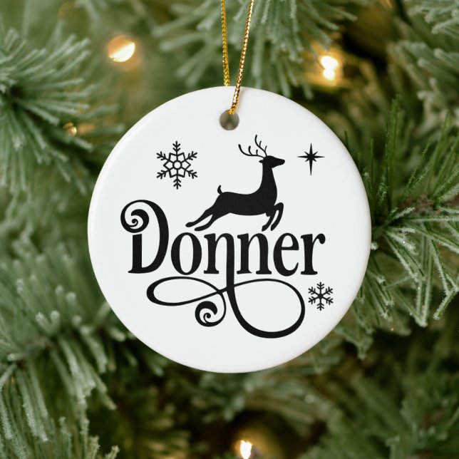 Cute Santa Reindeer Names Donner Christmas Ceramic Tree Decoration (Tree)