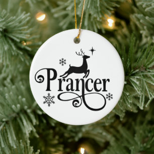 Cute Santa Reindeer Names Prancer Christmas Ceramic Tree Decoration