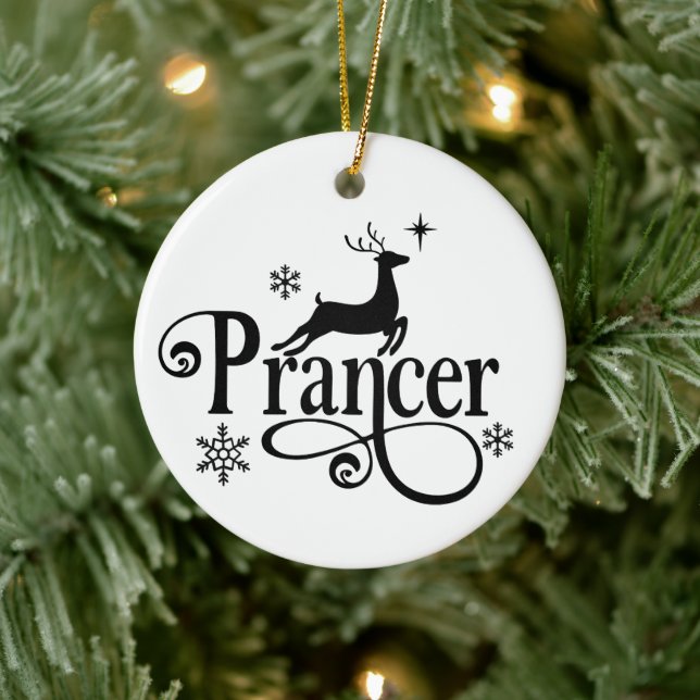 Cute Santa Reindeer Names Prancer Christmas Ceramic Tree Decoration (Tree)