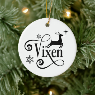Cute Santa Reindeer Names Vixen Christmas Ceramic Tree Decoration