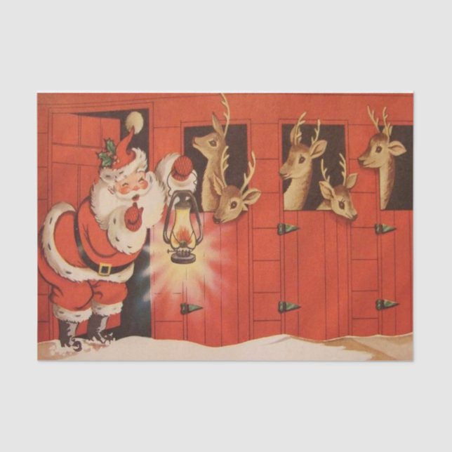 Cute Santa reindeer party tissue Tissue Paper (Front)