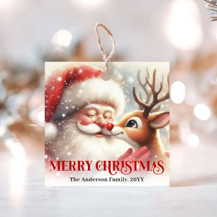 Cute Santa Rudolph Christmas Gift Tag for Kids