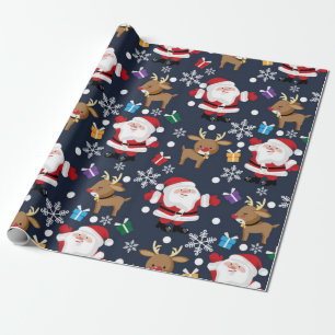 Cute Santa/Rudolph Christmas Pattern Wrapping Paper