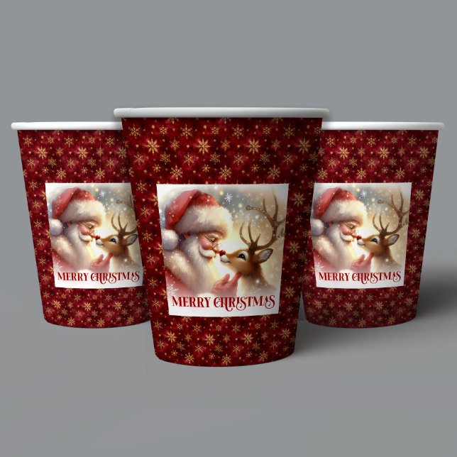Cute Santa Rudolph Cups for Kids Christmas Party (Cute Santa Rudolph Cups for Kids Christmas Party)