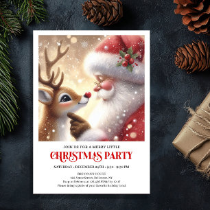 Cute Santa Rudolph Holiday Celebration Invitation